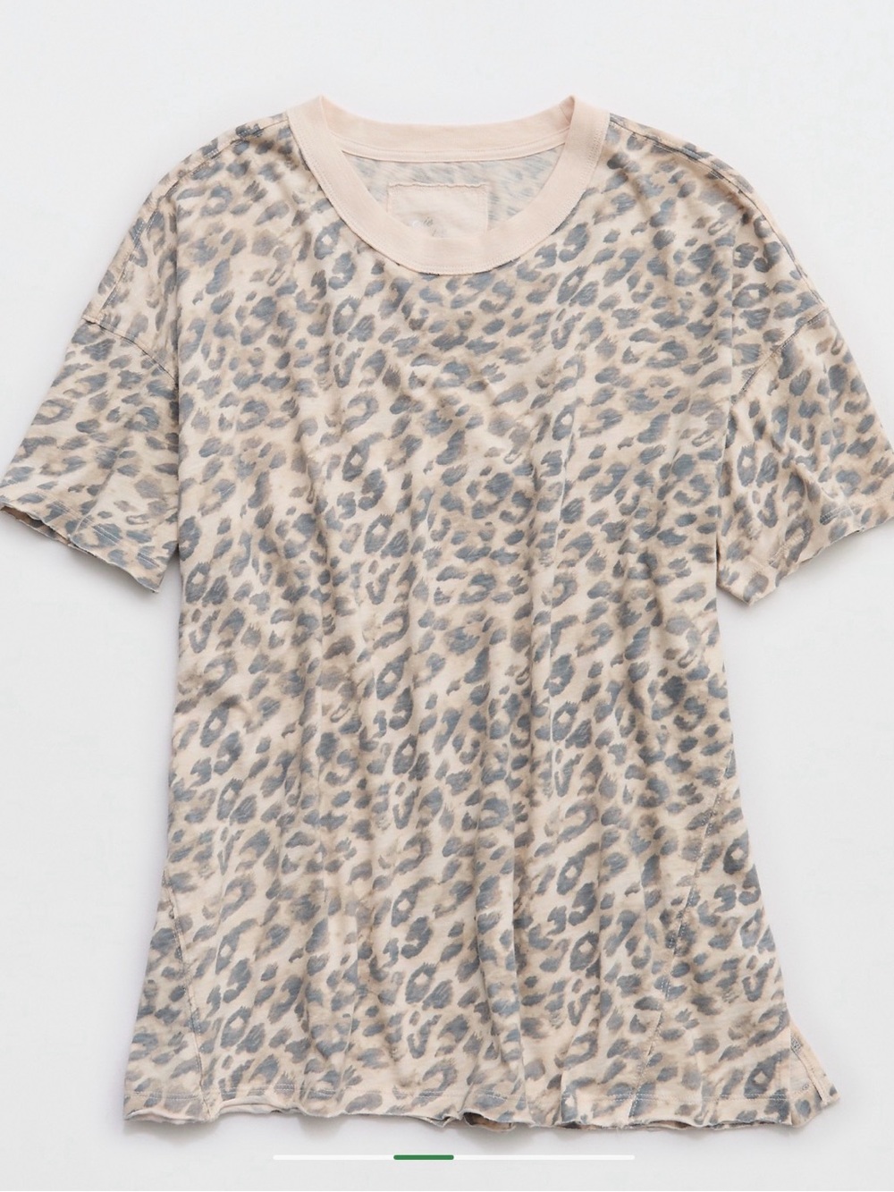 aerie Beige Leopard Oversized Crewneck Short Sleeve Tee